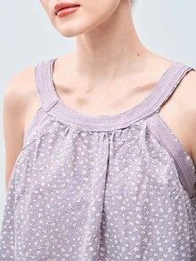 Softvol 2pcs Spring/Summer Fashion Homewear Set, Printed Casual Comfortable Pullover Outfit, Versatile Outfit, Easy Care Fabric - Purple - View 8
