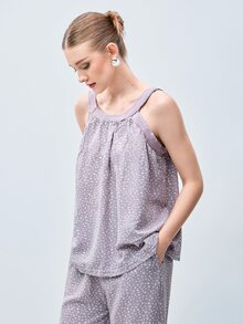 Softvol 2pcs Spring/Summer Fashion Homewear Set, Printed Casual Comfortable Pullover Outfit, Versatile Outfit, Easy Care Fabric - Purple - View 7