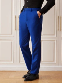 Officeau Men's 3 PiecesSuit Set Jacket, Trousers, Vest Fashion Formal Suit For Wedding And Party - Royal Blue - View 9