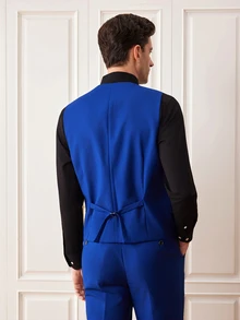 Officeau Men's 3 PiecesSuit Set Jacket, Trousers, Vest Fashion Formal Suit For Wedding And Party - Royal Blue - View 6