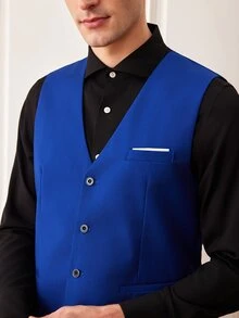 Officeau Men's 3 PiecesSuit Set Jacket, Trousers, Vest Fashion Formal Suit For Wedding And Party - Royal Blue - View 8