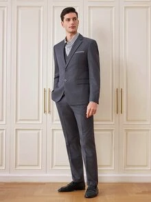 Officeau Men's 3 PiecesSuit Set, Blazer, Trousers, Vest, Fashionable Formal Suit For Wedding And Party - Dark Grey - View 4