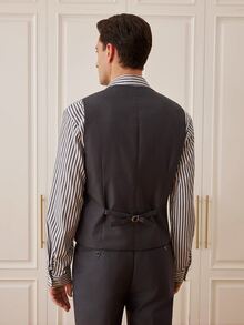 Officeau Men's 3 PiecesSuit Set, Blazer, Trousers, Vest, Fashionable Formal Suit For Wedding And Party - Dark Grey - View 7