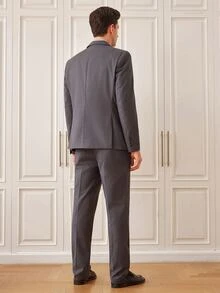 Officeau Men's 3 PiecesSuit Set, Blazer, Trousers, Vest, Fashionable Formal Suit For Wedding And Party - Dark Grey - View 2