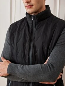 Officeau Men's Warm Full Zip Fleece Vest With Zipper Secure Pockets - Suitable For Hiking, Running, Training - Black - View 6