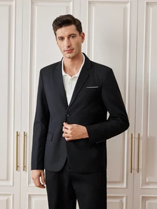 Officeau Men's Business Casual Single-Breasted Lapel Blazer Jacket - Black - View 1