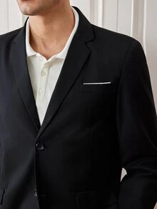 Officeau Men's Business Casual Single-Breasted Lapel Blazer Jacket - Black - View 7