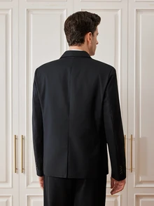 Officeau Men's Business Casual Single-Breasted Lapel Blazer Jacket - Black - View 2