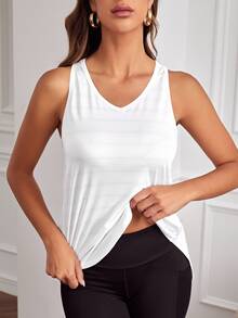 Activina Solid Color Back Slit Sports Tank Top Back Slit Sports Tank Top 3PCS Set Running Yoga Studio Tennis Gym Indoor Outdoor Active Daily Old Money - Multicolor - View 10