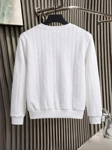 Manfinity Homme Men's Casual Streetwear Versatile Everyday Long Sleeve Sweatshirt Birthday Holiday White Autumn - White - View 2