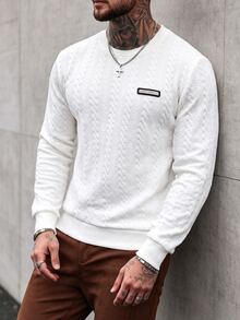 Manfinity Homme Men's Casual Streetwear Versatile Everyday Long Sleeve Sweatshirt Birthday Holiday White Autumn - White - View 3