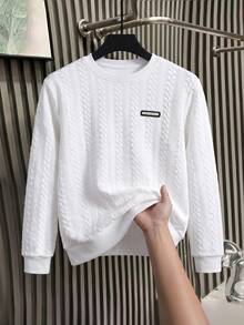 Manfinity Homme Men's Casual Streetwear Versatile Everyday Long Sleeve Sweatshirt Birthday Holiday White Autumn - White - View 1