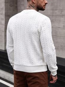 Manfinity Homme Men's Casual Streetwear Versatile Everyday Long Sleeve Sweatshirt Birthday Holiday White Autumn - White - View 4