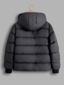 SHEIN Cottnline Men's Hooded Zip-Up Winter Padded Coat - Dark Grey - View 2