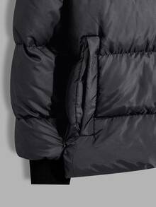 SHEIN Cottnline Men's Hooded Zip-Up Winter Padded Coat - Dark Grey - View 5