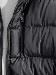 SHEIN Cottnline Men's Hooded Zip-Up Winter Padded Coat - Dark Grey - View 4