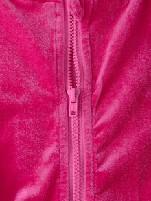 SHEIN Elladie kids 女童 2 件套亮片蝴蝶結拉鍊連帽外套與喇叭褲，運動時尚風，適合學校與球類運動 - 粉色 - 查看 8