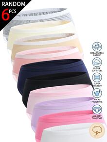 [6 piezas surtido aleatorio] Calzoncillos tipo bóxer básicos de unicolor de algodón puro, cómodos y amigables con la piel para niñas preadolescentes, para todas las estaciones, otoño - Multicolor - Ver 5