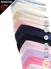 [6 piezas surtido aleatorio] Calzoncillos tipo bóxer básicos de unicolor de algodón puro, cómodos y amigables con la piel para niñas preadolescentes, para todas las estaciones, otoño - Multicolor - Ver 6