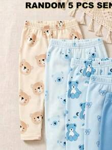 SHEIN 2 Random Pieces From 5 Designs, Cute Comfortable Minimalist Soft Casual Cartoon Print, Cartoon Boys Pants Daily Wear, Boys Favorite Pattern Gift - Multicolor - View 4