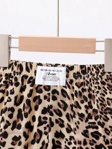 SHEIN 女童休閒寬鬆豹紋直筒街頭風梭織長褲，夏季日常穿著，秋季時尚長褲，適合搭配衛衣或短版T恤 - 彩色 - 查看 6
