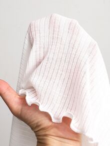 SHEIN 少女秋季灰色紋理針織布料甜美泡泡袖拉鍊開襟 3D 大小珍珠裝飾肩部優雅短款長袖夾克 - 白色 - 查看 8