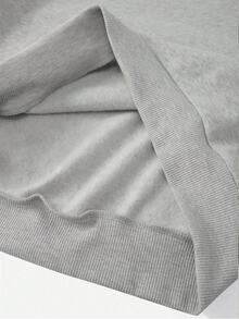 SHEIN Teen Girls Clothes Casual Fashion Striped, Casual Basic Zipper Sweatshirt, Cute, Casual, Knit, Minimalist, Loose, Floral, Crop, Fall - Grey - View 5