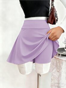 SHEIN Sparklyn 女童休闲多功能运动芭蕾舞紧身裤裙 - 紫色 - 查看 3