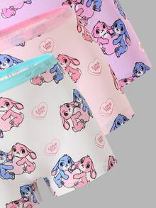 6pcs/Set Young Girl Cute Mischievous Bunny Print Organic Cotton Camisole And Briefs Underwear Set For Night,Back To School,Fall Winter,Baby Pink - Multicolor - View 6