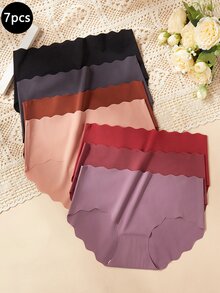 SHEIN 7件組青少年女孩薄款無痕冰絲內褲，透氣舒適低腰內褲，夏季舞蹈穿著，白色粉色，可愛風格 - 彩色 - 查看 3
