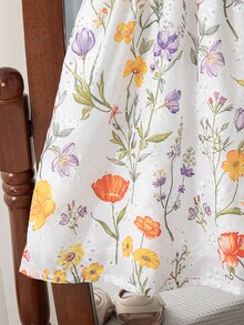 Genkimix Kids Cute Girls Multicolor Plants Pattern Short Flared Dress, Young Girls Round Neck Sleeveless A Line Vacation Dress With Flounce Sleeves - Multicolor - View 5