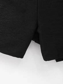 Tween Girls 2pcs/Set Short Sleeve Round Neck Camisole T-Shirt Mini Set,Black And White Stylish White Trim Top With Waist Belt Design & Shorts - Multicolor - View 9