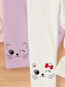 SHEIN Vintaside Kids 【隨機4件組】春夏系列 多巴胺奶油色系 波希米亞風 花卉雛菊植物蝴蝶結圖案 秋季款 - 彩色 - 查看 4