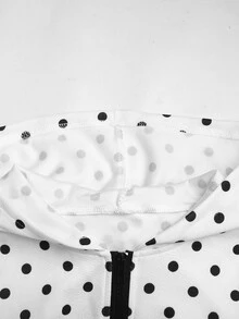 SHEIN Tween Girl Tween Girl Casual Daily Versatile Comfortable Polka Dot Print Hoodie And Pants Set Fall/Winter - Black and White - View 5