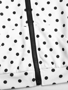 SHEIN Tween Girl Tween Girl Casual Daily Versatile Comfortable Polka Dot Print Hoodie And Pants Set Fall/Winter - Black and White - View 8