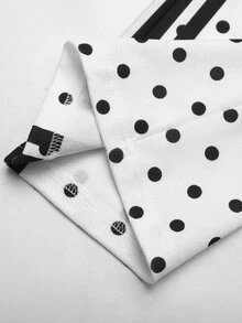 SHEIN Tween Girl Tween Girl Casual Daily Versatile Comfortable Polka Dot Print Hoodie And Pants Set Fall/Winter - Black and White - View 14