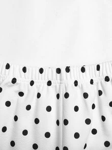 SHEIN Tween Girl Tween Girl Casual Daily Versatile Comfortable Polka Dot Print Hoodie And Pants Set Fall/Winter - Black and White - View 11