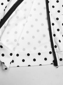 SHEIN Tween Girl Tween Girl Casual Daily Versatile Comfortable Polka Dot Print Hoodie And Pants Set Fall/Winter - Black and White - View 7