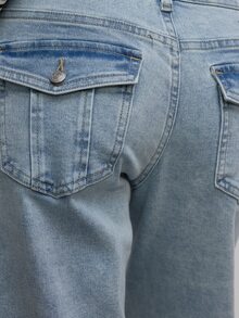 MUSERA Jeans de pierna ancha de cintura baja con lavado claro y efecto blanqueado, estilo lindo, dulce y travieso para uso diario en otoño, para chicas - Azul - Ver 5