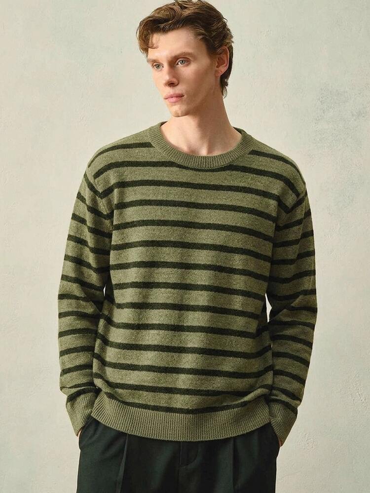 RONVEXI Men's Casual Striped Sweater, Autumn/Winter - Multicolor - View 1