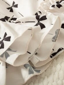 SHEIN 夏季女嬰杏色荷葉邊飛袖洋裝，適合新生兒 - 黑與白 - 查看 7