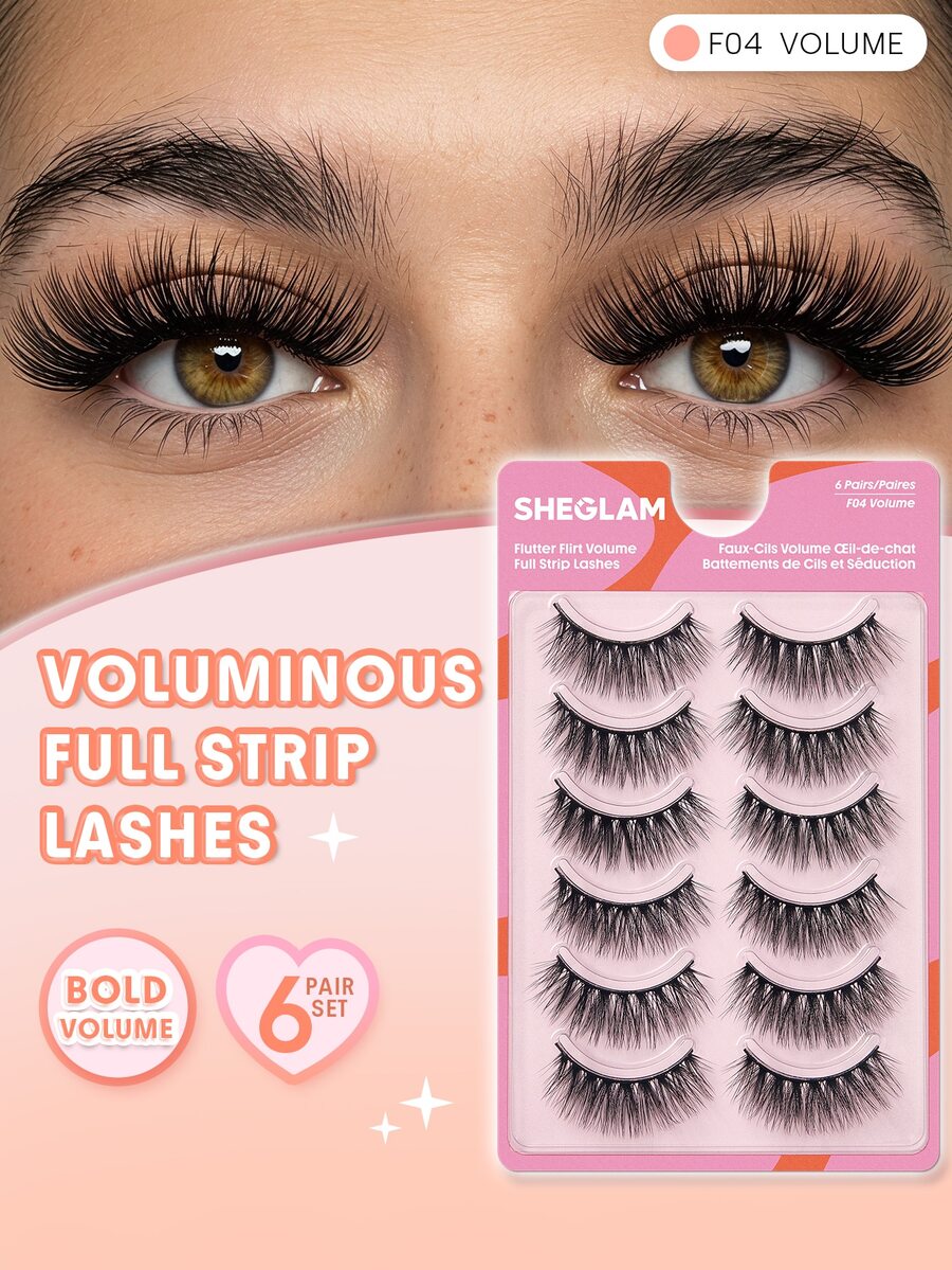 SHEGLAM Flutter Flirt 濃密全排假睫毛 品牌美妝化妝品 適合女士與女孩 - 黑色 - 查看 1