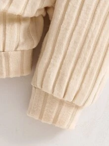 SHEIN 2 件套韩版罗纹羊毛新生儿卡通熊刺绣卫衣和裤子套装，可爱、时尚、舒适、合身的长袖休闲婴儿服装 - 杏色 - 查看 8