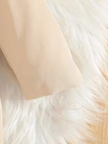 SHEIN Baby Girls' Faux Fur Collar Bow Decor Trench Coat, White, Autumn/Winter Cute - Apricot - View 7