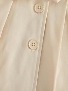 SHEIN Baby Girls' Faux Fur Collar Bow Decor Trench Coat, White, Autumn/Winter Cute - Apricot - View 8