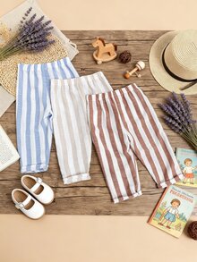Vintaside Kids RANDOM 4PCS, Refreshing Striped Design With Fresh Vintage Vibe, Pairs Well With All-Match Tops For A Textured Look, Navy Blue Beige Autumn - Multicolor - View 5