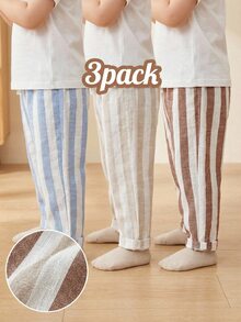 Vintaside Kids RANDOM 4PCS, Refreshing Striped Design With Fresh Vintage Vibe, Pairs Well With All-Match Tops For A Textured Look, Navy Blue Beige Autumn - Multicolor - View 13