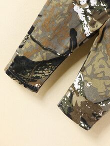 男婴休闲字母迷彩印花牛仔背带裤 - 軍綠色 - 查看 5