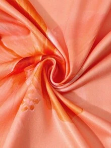 SHEIN 夏季女童无袖连衣裙，时尚优雅修身夏威夷印花度假连衣裙 - 橘色 - 查看 6