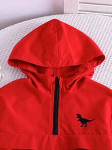 SHEIN 小男孩恐龍印花半拉鍊連帽外套與長褲套裝 - 彩色 - 查看 5